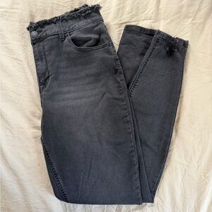 Black Denim High Rise Cotton Blend Pant